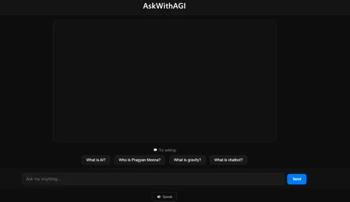 Ask With AGI chatbot in dark theme layout